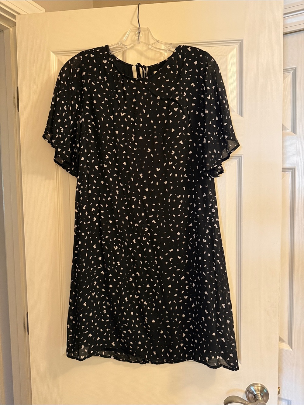 cloth & stone Black Dress with White Heart Print
